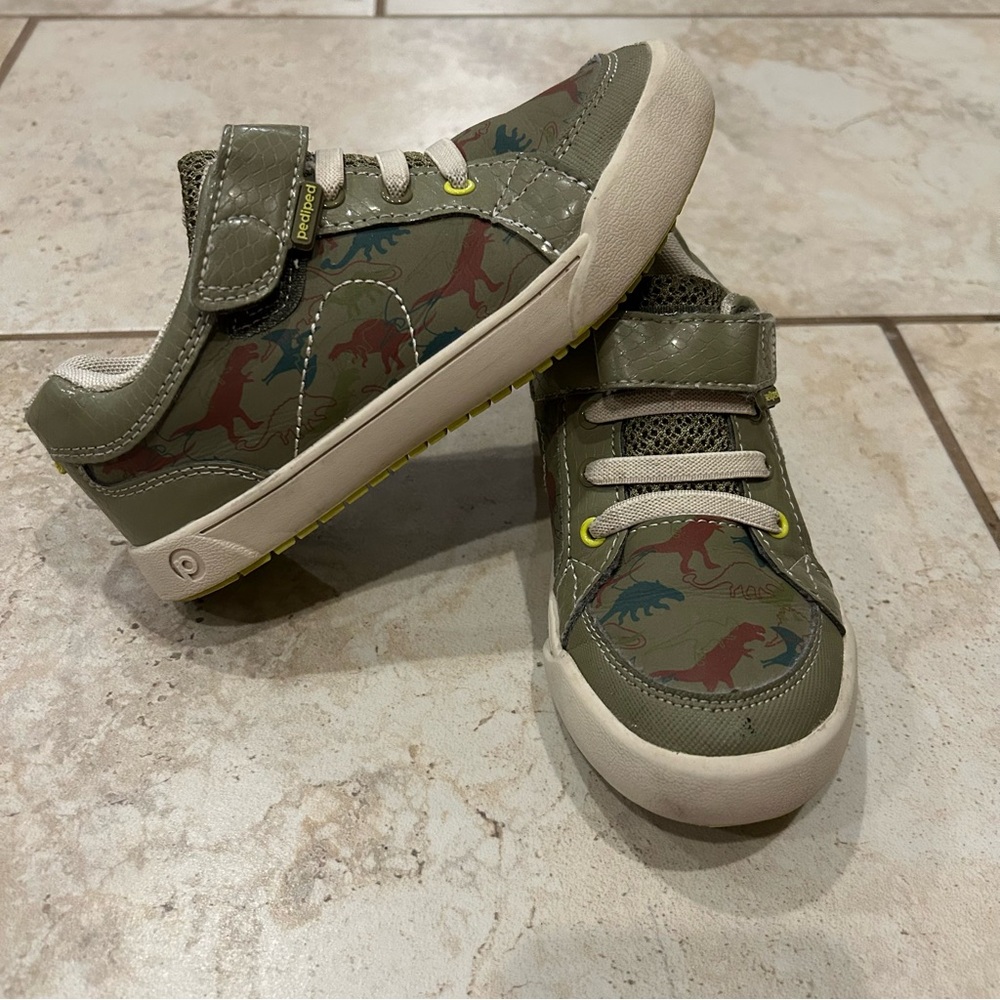 Pediped Dinosaur Print Kids Shoes - Green